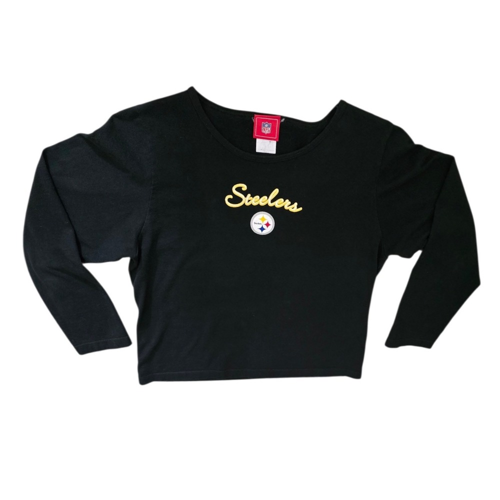 NFL Pittsburgh Steelers Black Long Sleeve Scoop Neck Top‎ Womens Large